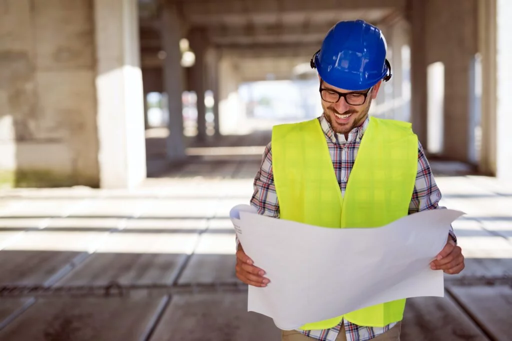 Engineers working on a building site